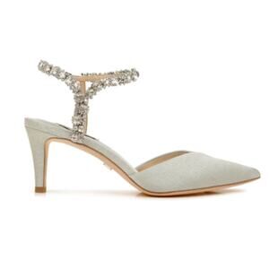 Badgley Mischka Womens Galaxy Crystal Embellised Heels US 10 Grey Satin NWOB
